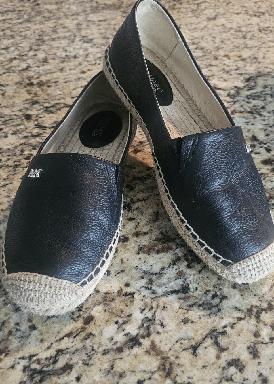 Michael Kors Black Leather Espadrille with Natural Jute Trim Size 5 - Picture 13 of 15